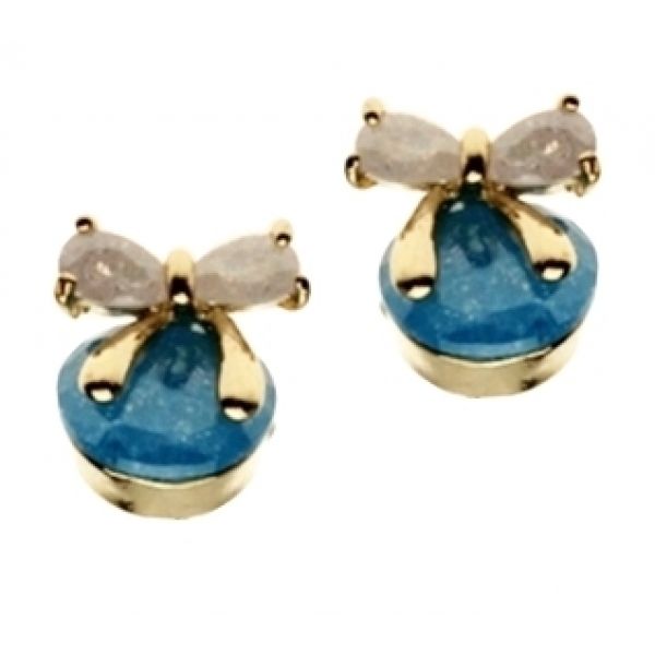 Brincos Lola Azul Pedra Natural Ouro - C7890040