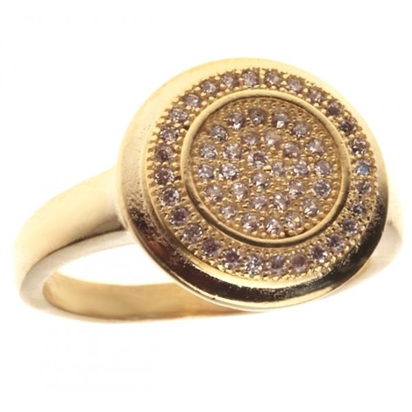 Anel Medalhão Gotículas de Swarovski Ouro - C7890009