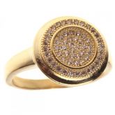 Anel Medalhão Gotículas de Swarovski Ouro - C7890009