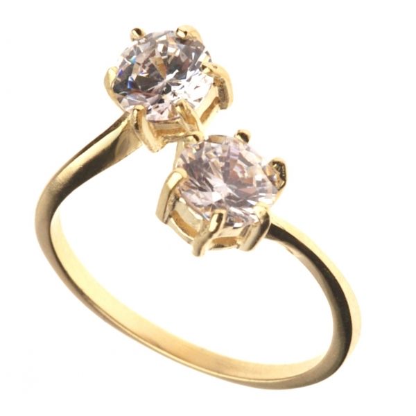 Anel Solitário Duo 2 Swarovski Ouro - C7890020