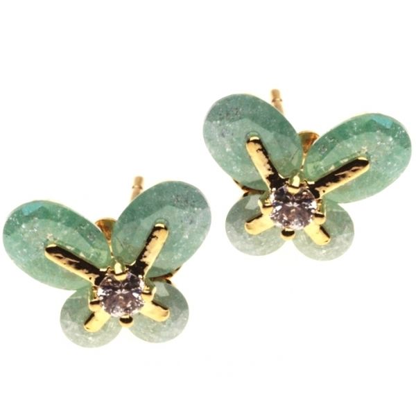 Brincos Rose Borboleta Pedra natural 4 - C7890034