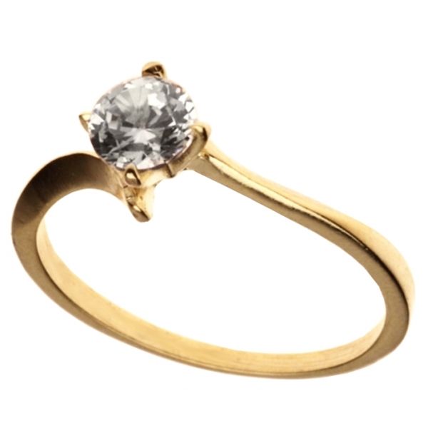 Anel Solitário 3 Swarovski Ouro - C7890030