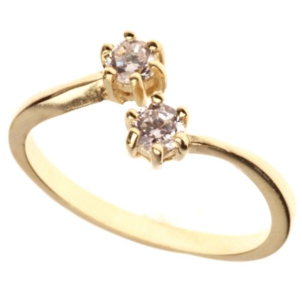 Anel Solitário Duo Swarovski Ouro - C7890011