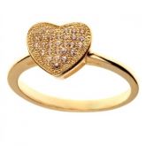 Anel Coração 1 Swarovski Ouro - C7890003
