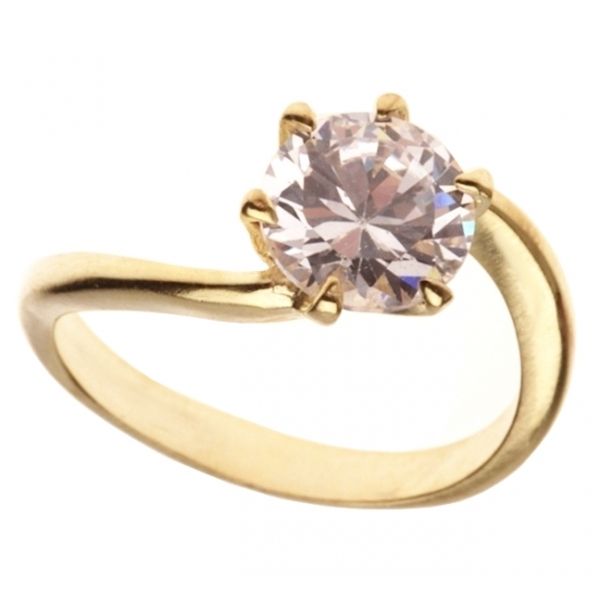 Anel Solitário Torcido Swarovski Ouro - C7890021