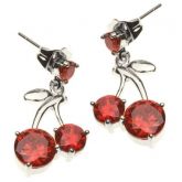 Brincos Cereja Swarovski Vermelho Prata - C7890019