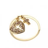 Anel Coração e Cruz Swarovski Ouro - C7890002