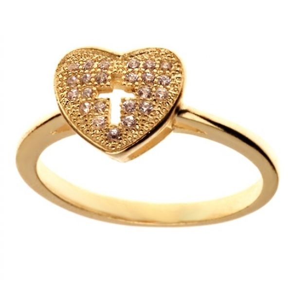 Anel Coração 2 Swarovski Ouro - C7890005