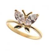 Anel Borboleta Rose Swarovski Ouro - C7890013