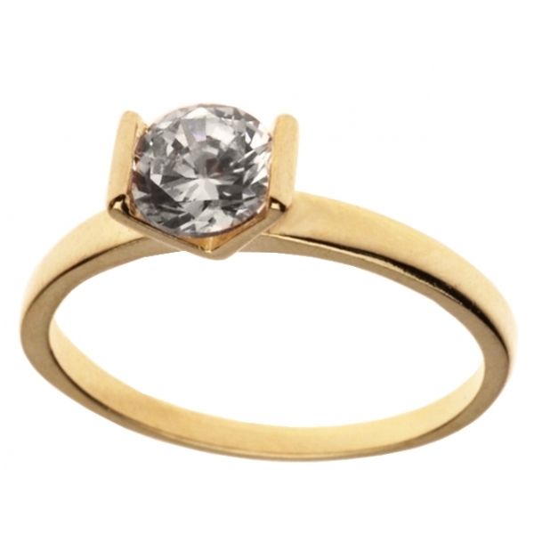 Anel Solitário V Swarovski Ouro - C7890024